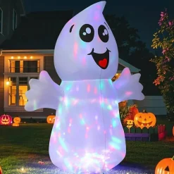 GOOSH 5 FT Halloween Inflatable Ghost Outdoor Decoration with Magic Light and Built-in LEDs