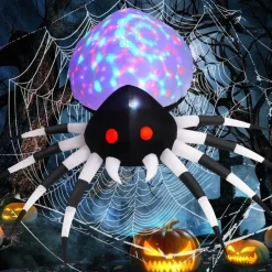 GOOSH 6 FT Height Halloween Inflatables Outdoor Spider with Magic Light, Blow Up with LED Lights