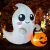 GOOSH 5FT Inflatable Cute Ghost with Pumpkin Bucket – Light-Up Halloween Yard Decoration
