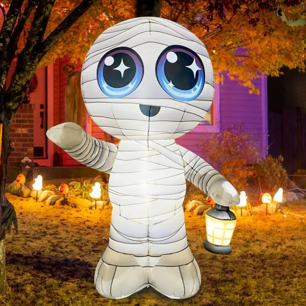 GOOSH 5.2FT Inflatable Cute Mummy with Lantern – Light-Up Halloween Yard Decoration