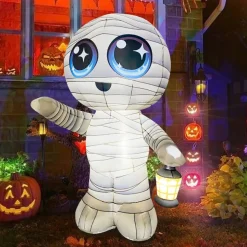 GOOSH 5.2FT Inflatable Cute Mummy with Lantern – Light-Up Halloween Yard Decoration