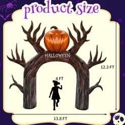 GOOSH 12FT Inflatable Halloween Arch with Pumpkin – Light-Up Yard Decoration