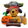 GOOSH 5FT Inflatable Pirate Dog with Pumpkin – Light-Up Happy Halloween Yard Decoration