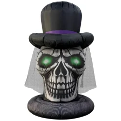 GOOSH 6FT Inflatable Skull with Top Hat – Light-Up Halloween Yard Decoration