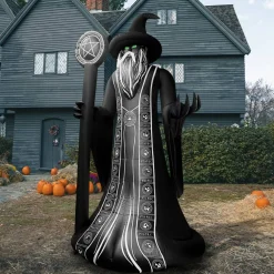 GOOSH 8.5FT Inflatable Wizard with Staff – Light-Up Halloween Yard Decoration