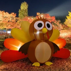 GOOSH 6.7 FT Long Thanksgiving Inflatables Turkey Baby with Built-in LEDs
