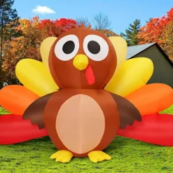 GOOSH 6.7 FT Long Thanksgiving Inflatables Turkey Baby with Built-in LEDs