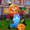 GOOSH 6 FT Thanksgiving Inflatable Decorations Crow Fall Harvest Pumpkin Scarecrow with Built-in LED Lights