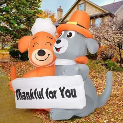 GOOSH 4 FT Thanksgiving Inflatable Dog Thankful For You