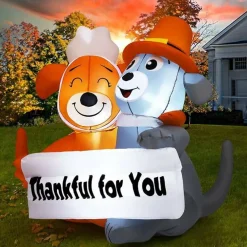 GOOSH 4 FT Thanksgiving Inflatable Dog Thankful For You
