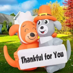 GOOSH 4 FT Thanksgiving Inflatable Dog Thankful For You