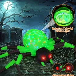 GOOSH 9FT Wide Halloween Inflatable Spider Outdoor Decorations with Built in LED Lights