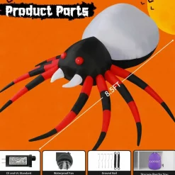GOOSH 5 FT Width Halloween Inflatable Spider Decoration with Magic Light, Blow Up Yard Inflatable