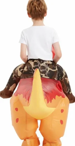 GOOSH Inflatable Ride on Dinosaur Orange Halloween Costume for Kids and Adults