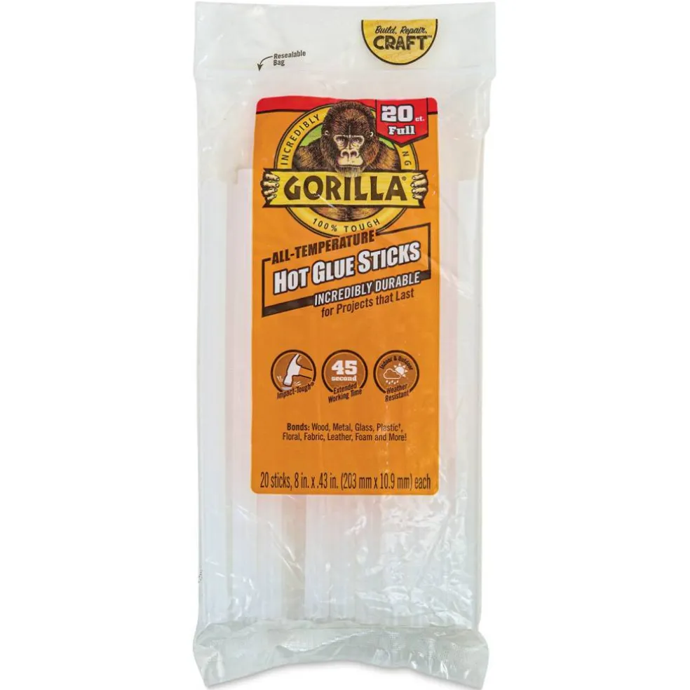 Gorilla Hot Glue Sticks - Pkg of 20, 8"