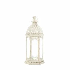 16'' Graceful Distressed White Lantern