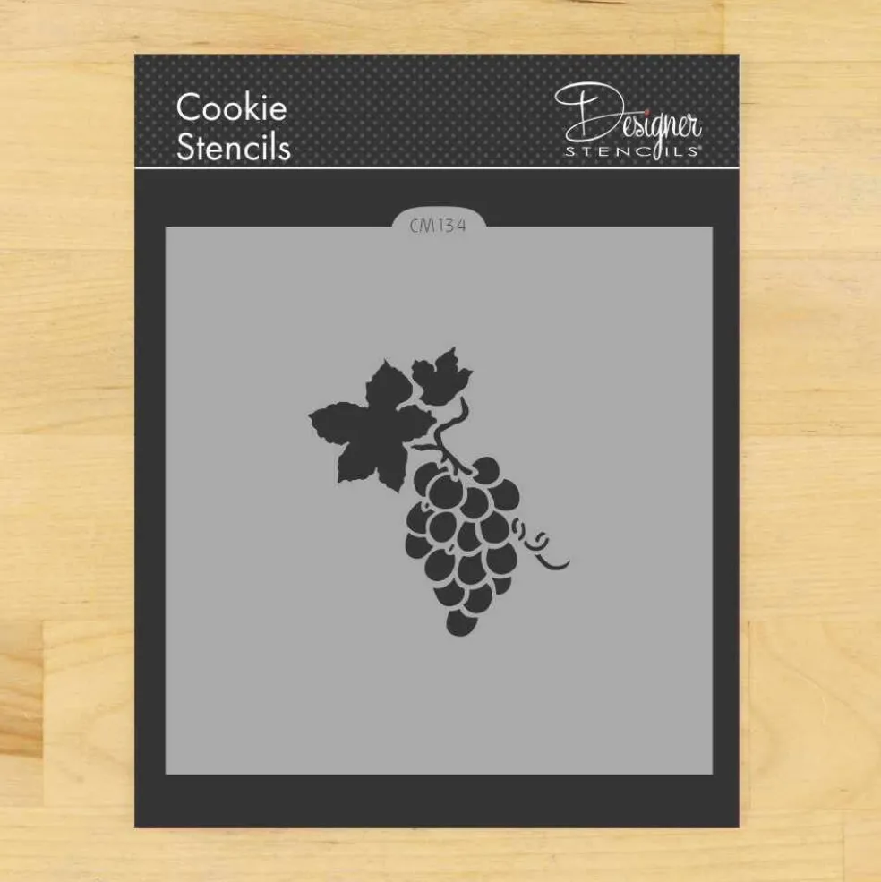 Grape Bunch Cookie & Craft Stencil | CM134 by Designer Stencils | Cookie Decorating Tools |