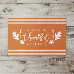 Grateful Thankful Blessed Stripes Floor Mat