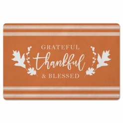 Grateful Thankful Blessed Stripes Floor Mat