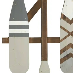 Gray Arrow & Stripe Patterned Wood Paddle Wall Décor