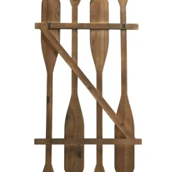 Gray Arrow & Stripe Patterned Wood Paddle Wall Décor