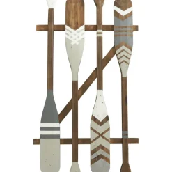 Gray Arrow & Stripe Patterned Wood Paddle Wall Décor