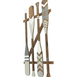 Gray Arrow & Stripe Patterned Wood Paddle Wall Décor