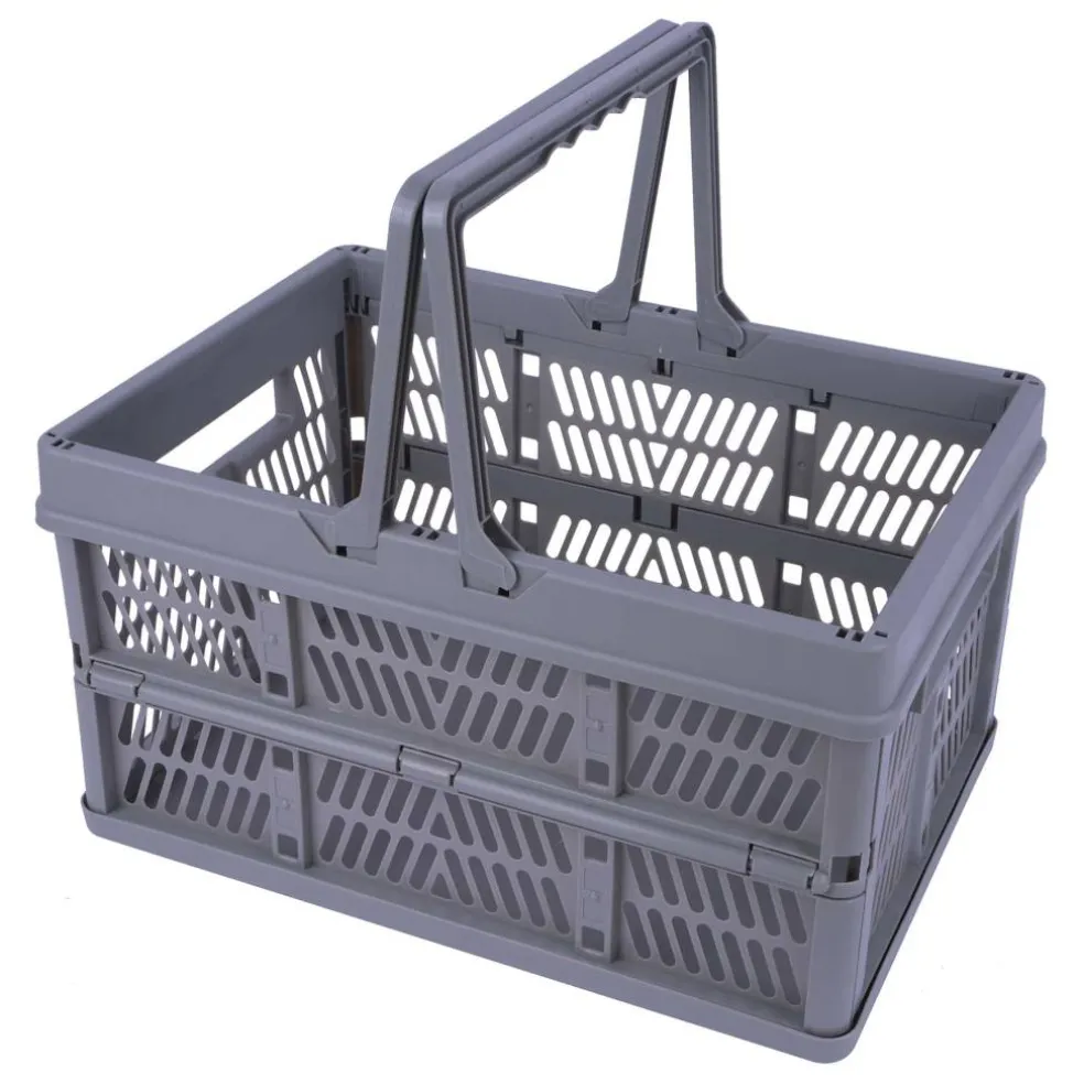 Gray Collapsible Plastic Storage Crate by Simply Tidy®