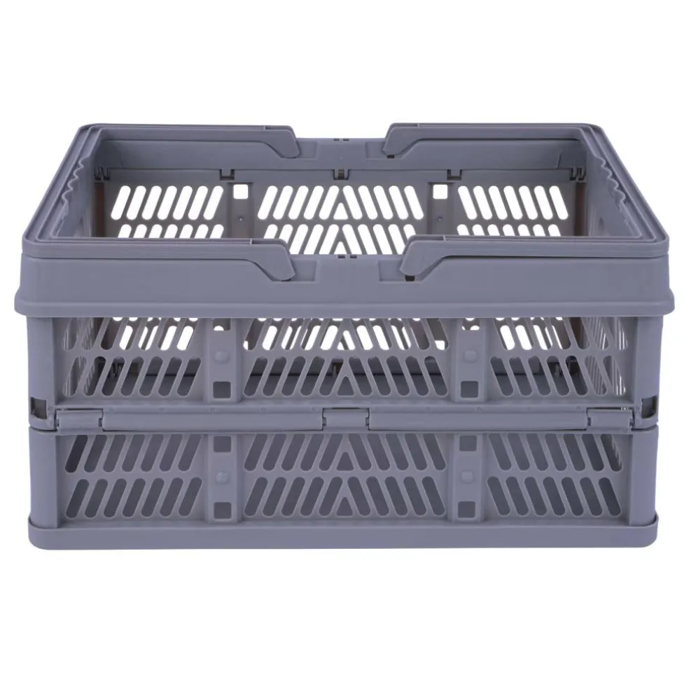 Gray Collapsible Plastic Storage Crate by Simply Tidy®