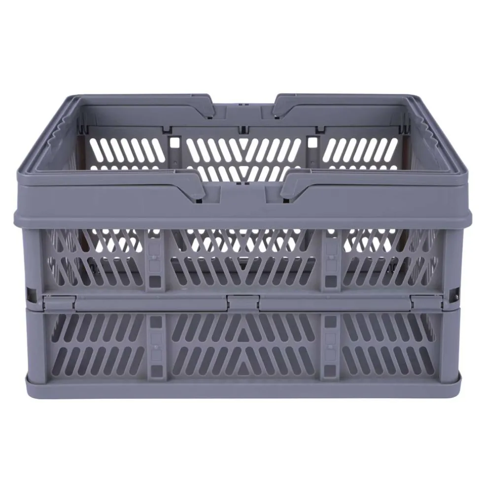 Gray Collapsible Plastic Storage Crate by Simply Tidy®