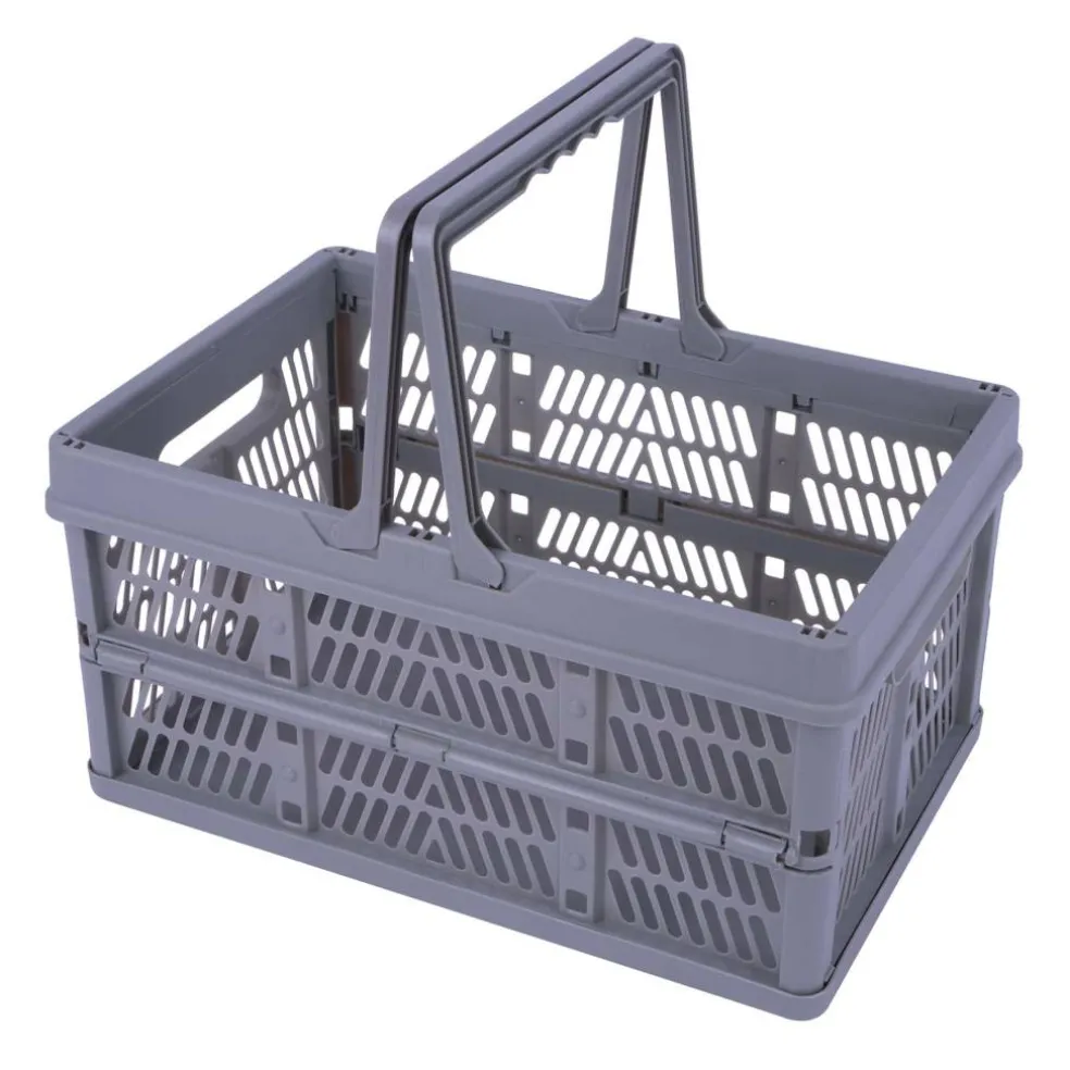 Gray Collapsible Plastic Storage Crate by Simply Tidy®
