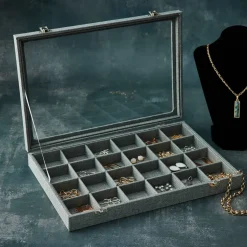 Gray Jewelry Tray with Lid By Bead Landing™