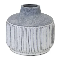 6" Gray Modern Terra Cotta Vase with Glazed Accent