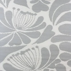 Gray & Off-White Floral Rectangular Outdoor Area Rug, 4ft. x 6ft.