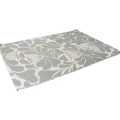 Gray & Off-White Floral Rectangular Outdoor Area Rug, 4ft. x 6ft.