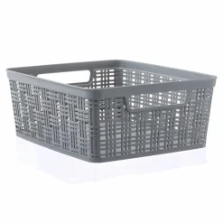 Gray Plastic Wicker Storage Basket by Simply Tidy®