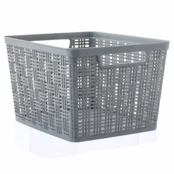 Gray Plastic Wicker Storage Basket by Simply Tidy®