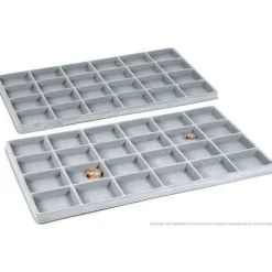 2 Gray 24 Slot Coin Jewelry Showcase Display Tray Inserts