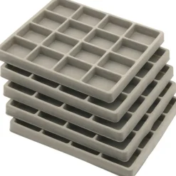 5 Gray 16 Slot 1/2 Size Jewelry Display Tray Inserts New