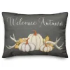 Gray Welcome Autumn with Pumpkins Throw Pillow