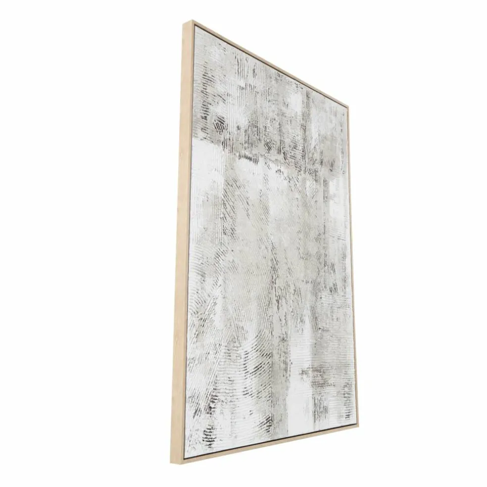 Gray Wooden Abstract Textured Framed Wall Art with Black Distressing