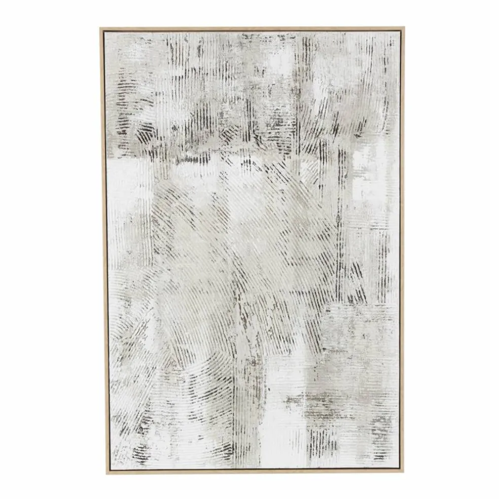 Gray Wooden Abstract Textured Framed Wall Art with Black Distressing