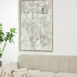 Gray Wooden Abstract Textured Framed Wall Art with Black Distressing