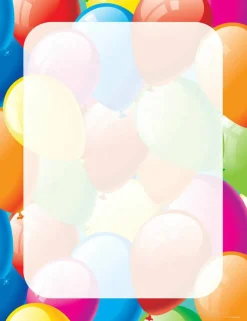 Great Papers! Balloon Border Stationery Letterhead, Invitations and Announcements, Printer Friendly, 8.5"x11", 80 Pack