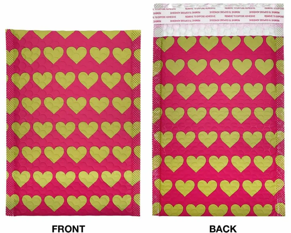 Great Papers! Mailer, Bubble, Pink with Gold Hearts, Poly Tear and Moisture Resistant, 6" x 9", 25 count