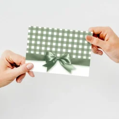 Great Papers! Sage Green Bow Note Card and White Envelope, 4.875" x 3.375", 24 count