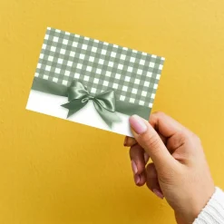 Great Papers! Sage Green Bow Note Card and White Envelope, 4.875" x 3.375", 24 count