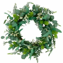 24'' Green and White Eucalyptus Floral Spring Wreath