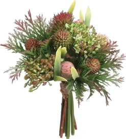 Green & Burgundy Protea Thistle & Sedum Bouquet