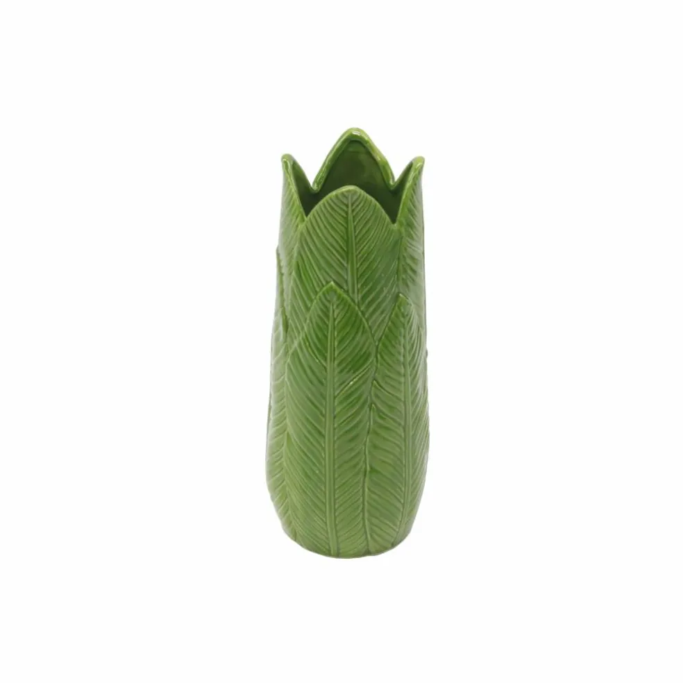 11.75" Green Ceramic Leaf Vase by Ashland®